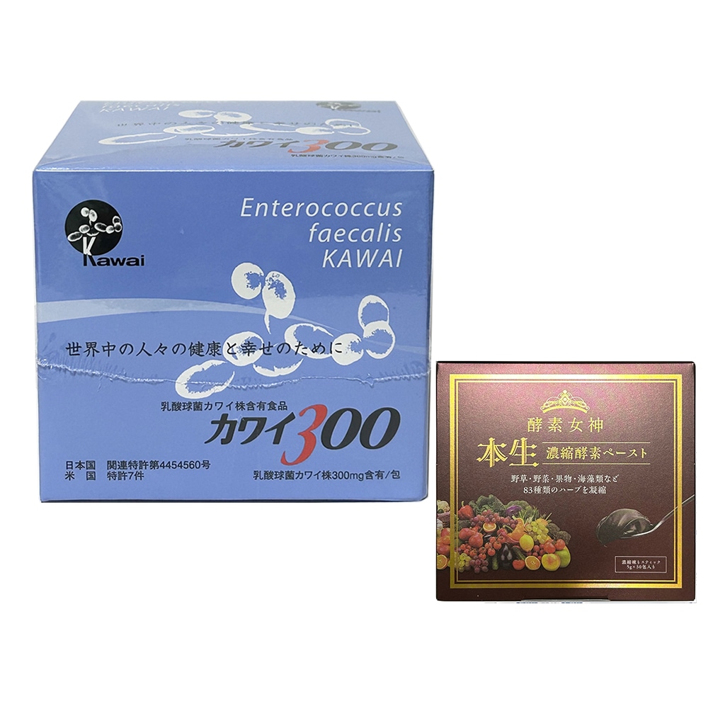お得セット酵素女神本生濃縮酵素ペースト1箱＋カワイ300 乳酸球菌カワイ株300ｍｇ含有/包 (１箱 １ｇ×１００包)