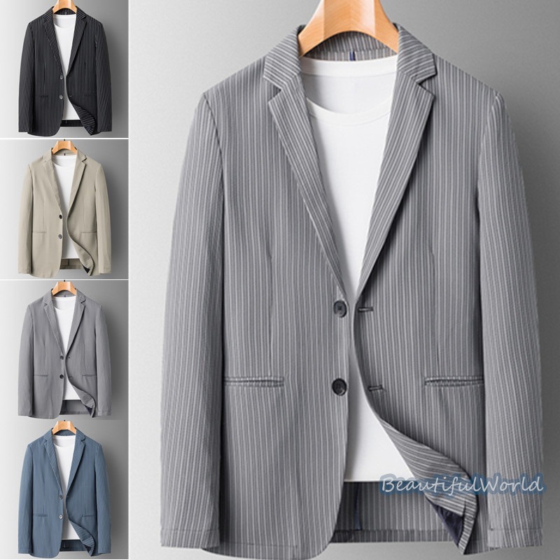 テーラードジャケット メンズ おしゃれ ブレザージャケット カジュアルスーツ ビジネススーツボーダー柄 フォマールスーツ アウター 春秋 通勤 紳士用 5,387円