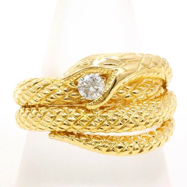 K18 18金 YG リング 19号 ダイヤ 0.226 鑑別書 【中古】