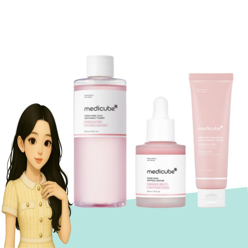 ピンクPDRN 3点セット（トナー250ml＋アンプル30ml＋クリーム50ml）保湿 スキンケア 韓国コスメ