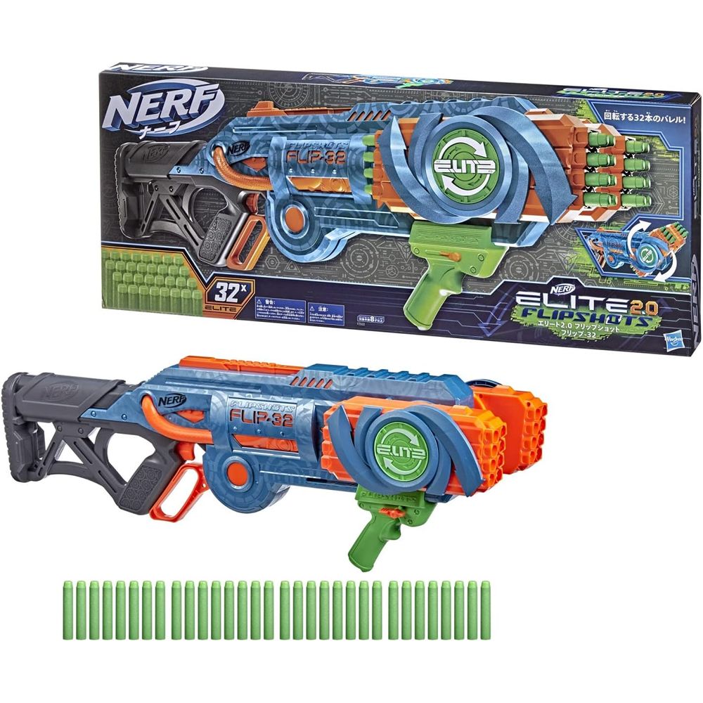 ナーフ エリート2.0 フリップショット フリップ-32 フリップして射撃能力を倍増させる32本のバレルを搭載 ダーツ容量32本 ナーフ公式 エリートダーツ32本付属 F2553 8歳以上