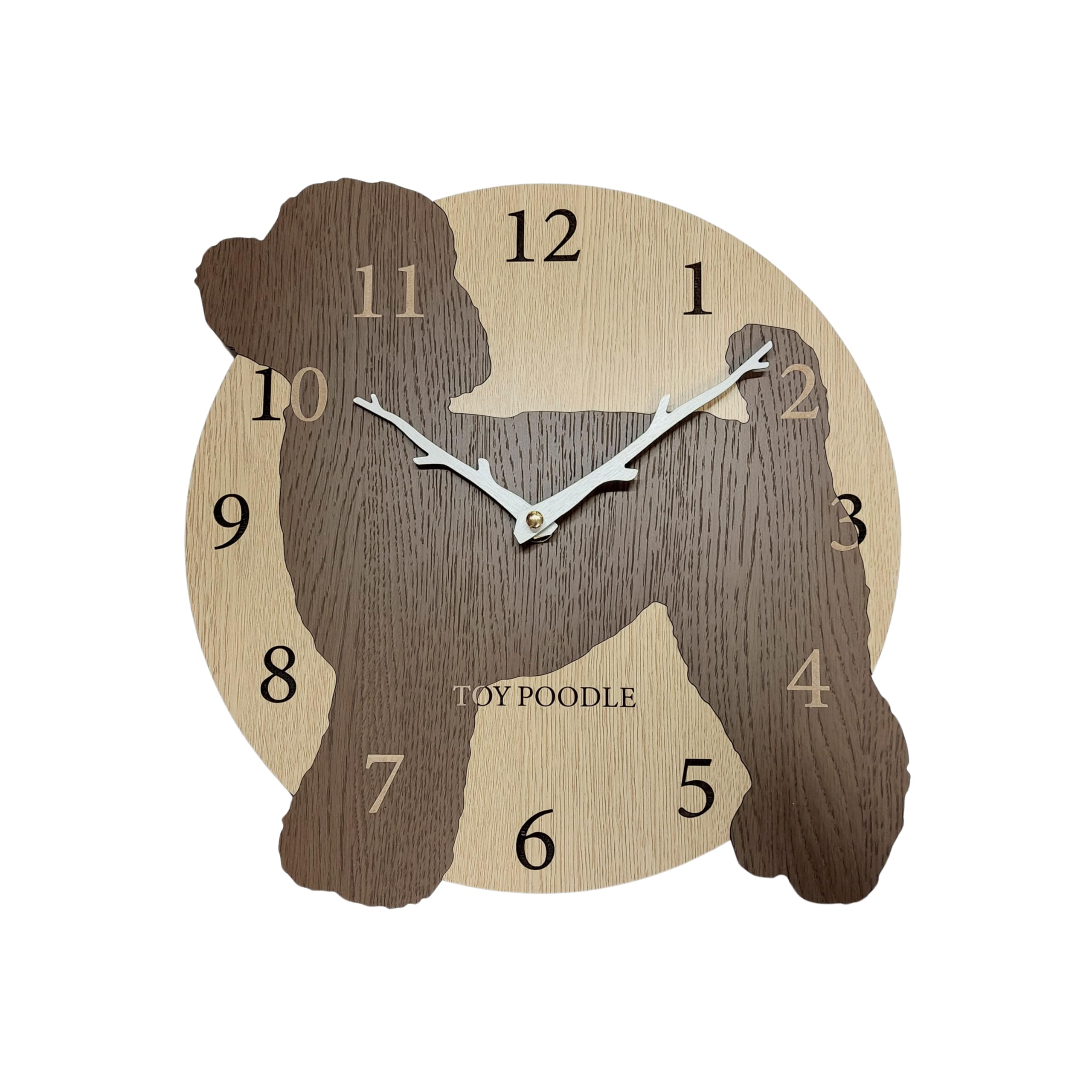 はみだしワンちゃん 壁掛け時計 トイプードル茶色 犬 おしゃれ 木製 アナログ 掛け時計 静音 時計 壁掛け インテリア かけ時計 寝室 自宅 部屋 装飾