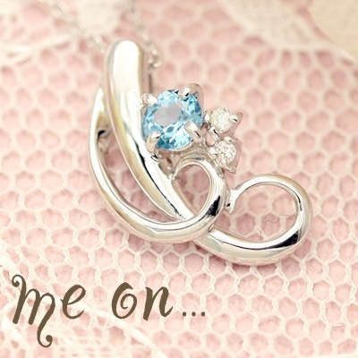 me on... K10ホワイトゴールド WG 天然ダイヤモンド&ブルートパーズウェーブモチーフネックレス 発送目安：２３週間 13,306円