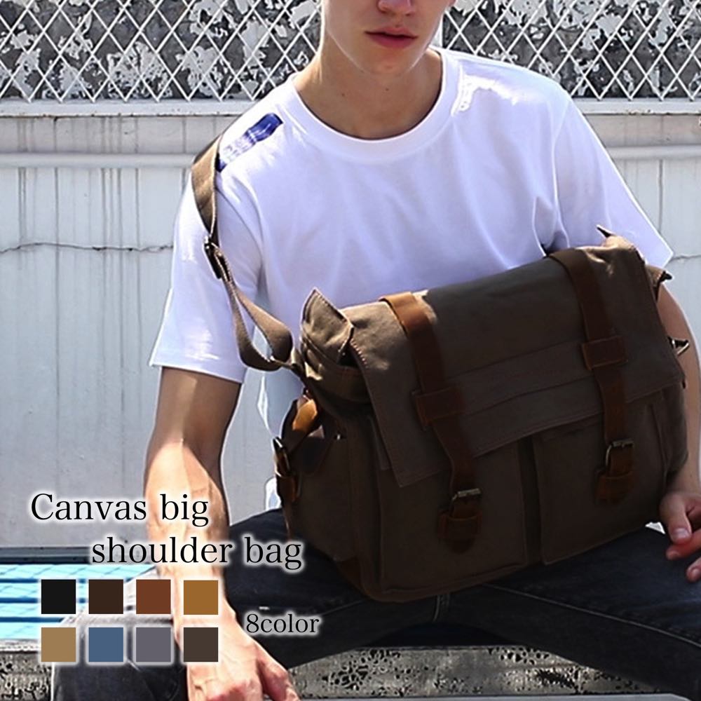 ショルダーバッグ メンズ 帆布ビッグショルダーバッグ バッグインバッグ おしゃれ 人気 30代 アウトドア 縦型 軽い 黒 かっこいい ボディバッグ 大人 50代 A4 春 ナイロン 40代 多収納