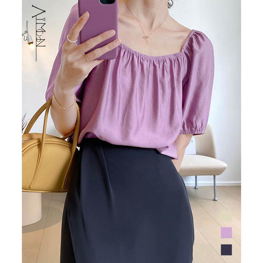 【即納】スクエアネック ブラウスオフショル