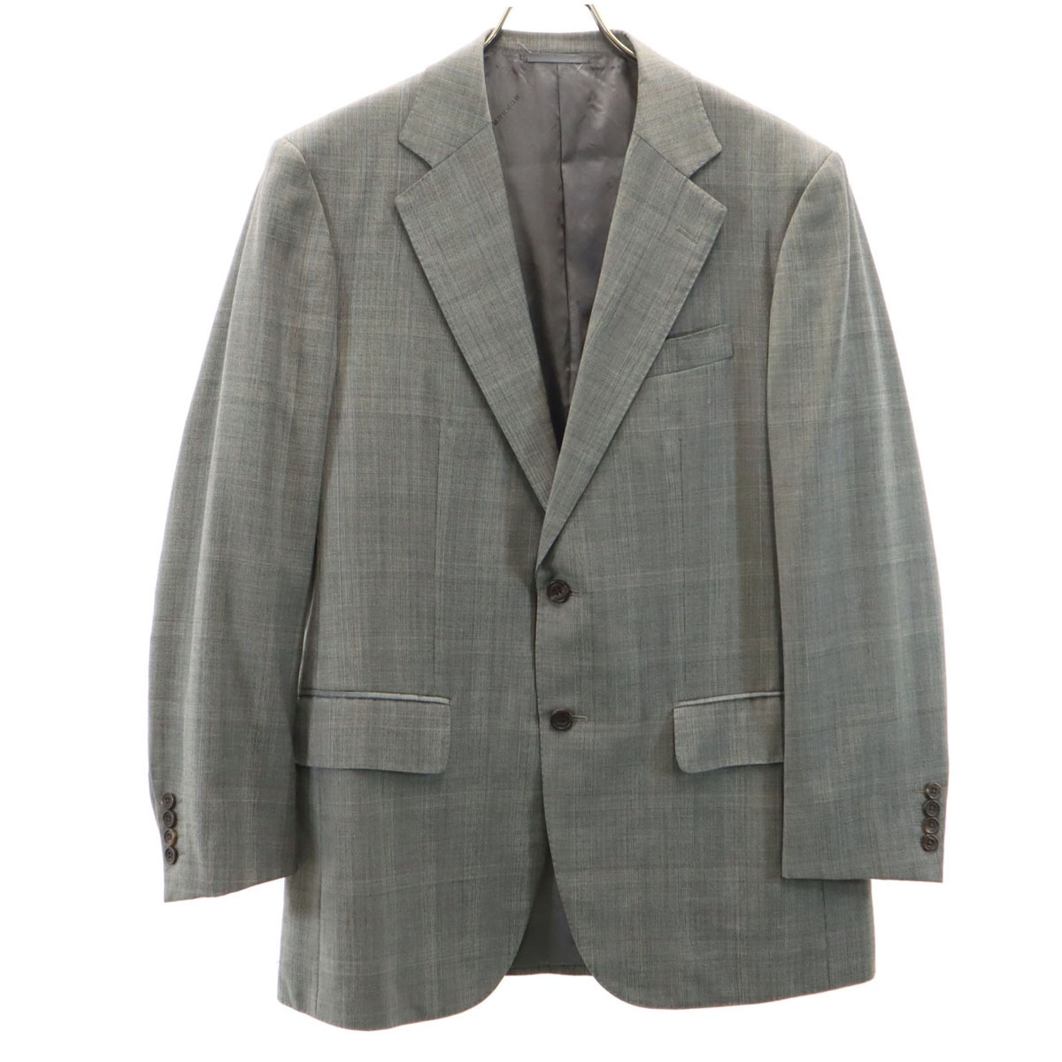 BURBERRY LONDON バーバリーロンドン 日本製 チェック柄 テーラードジャケット A5 グレー メンズ 古着