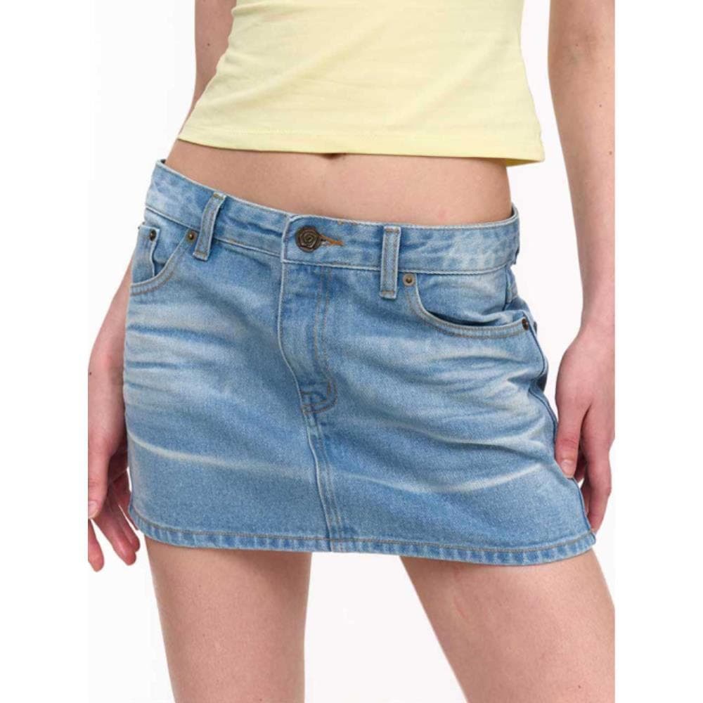 2000Archives EMBOSSED DENIM SKIRT ICE BLUE 2A25D2SK01GN