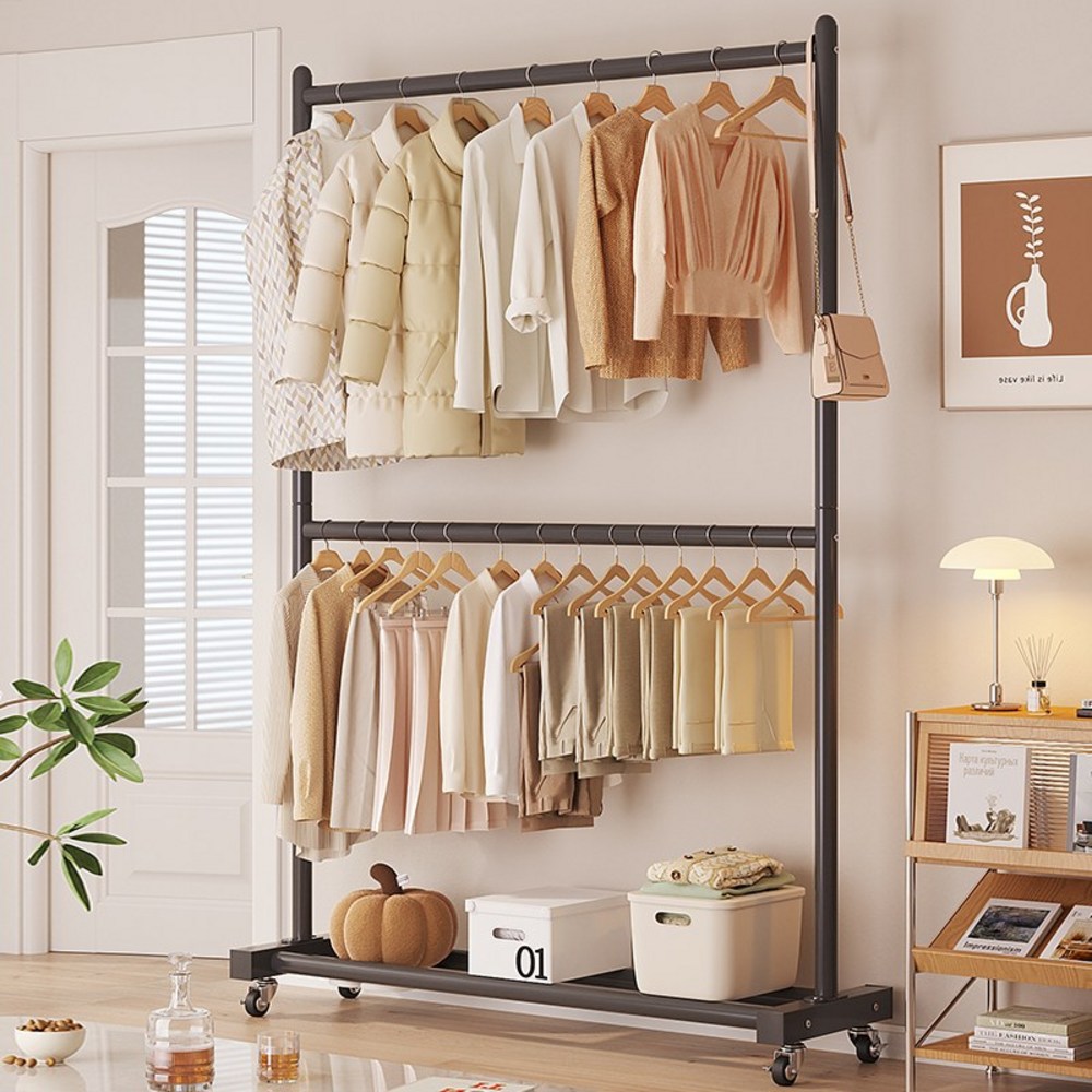 ウォーナドン鉄製スタンド可動式2段ハンガー