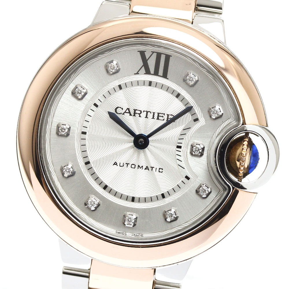 カルティエ CARTIER W3BB0021 バロンブルー PGコンビ 11Pダイヤ 自動巻き レディース 良品 _909097【中古】