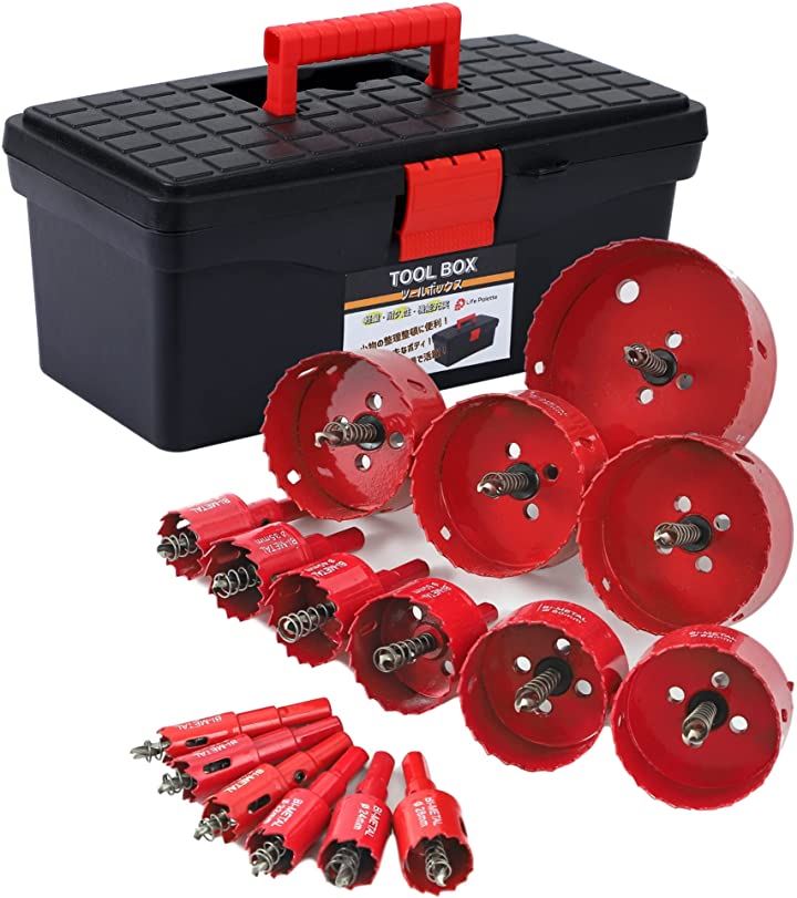 互換品 バイメタル ホールソー ホルソー セット 穴あけ 切削 木工 工具 工具ケース付き