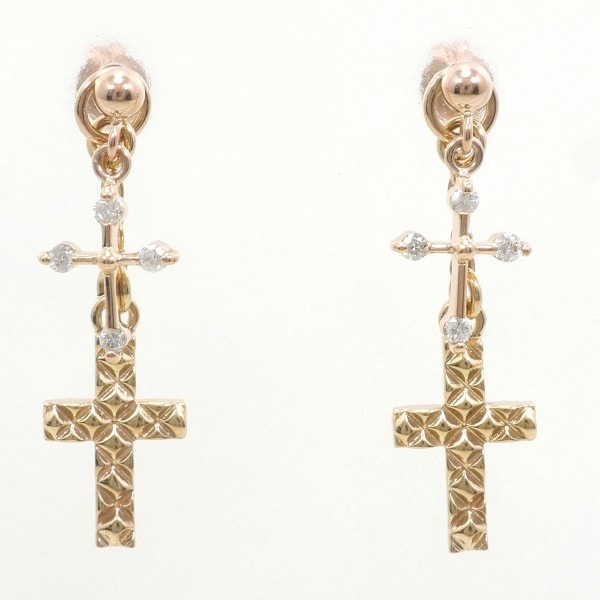 K10 10金 PG ピンクゴールド ピアス ダイヤ 0.04 ×2 ジュエリー 中古