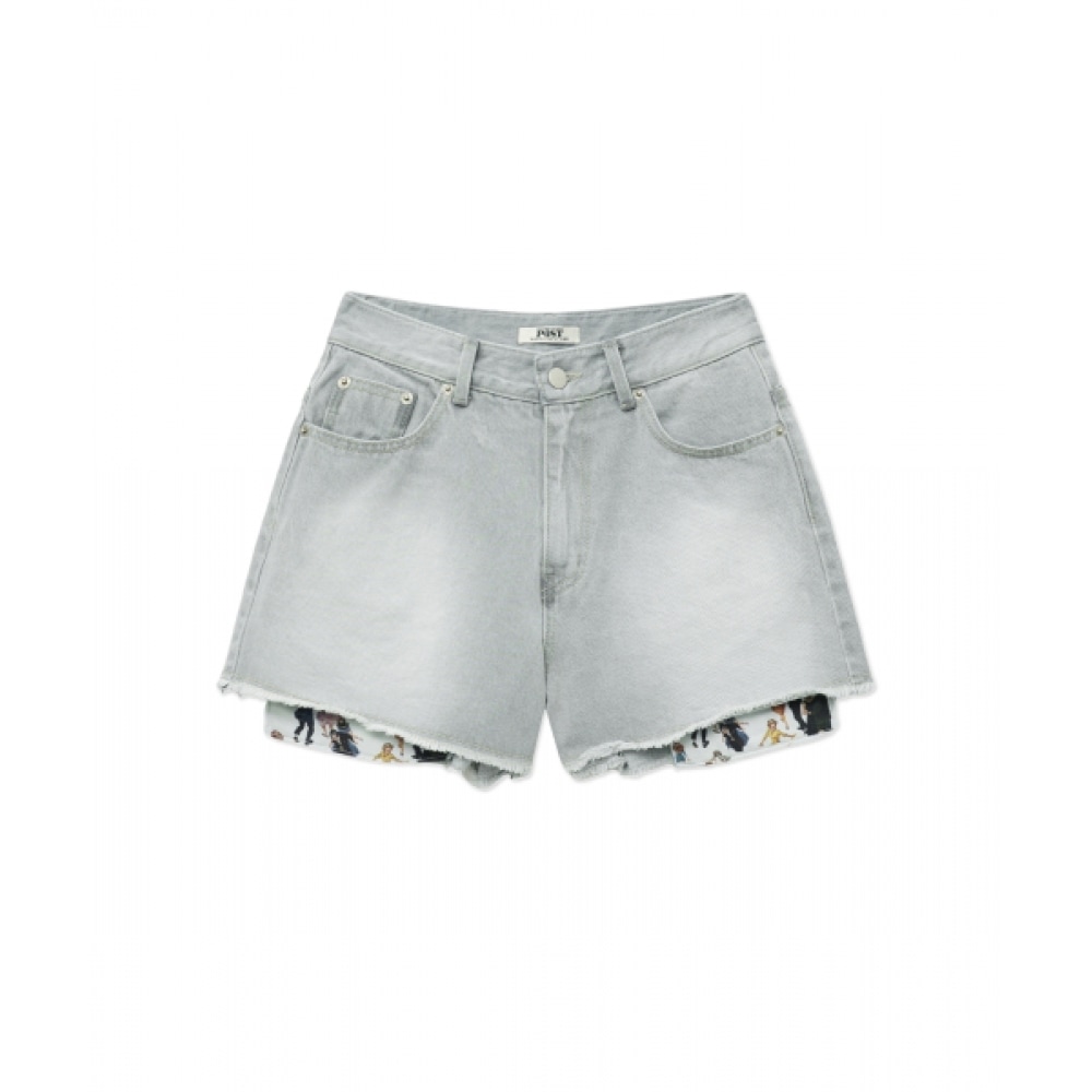 THE SATURDAY EVENING POST グレー デニムショートパンツ Pocket Detail