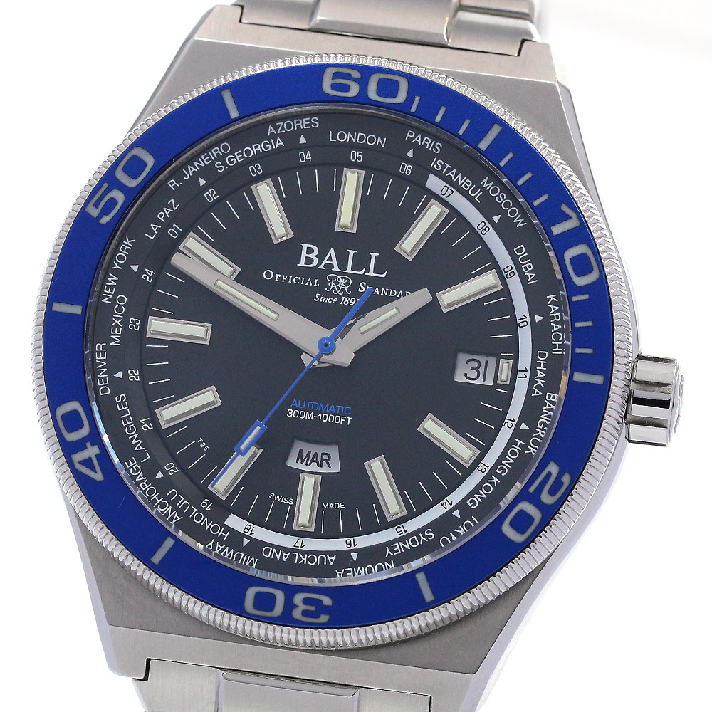 ボールウォッチ BALLWATCH DG3032A-SJ-BKBE ロードマスター ワールドタイム 1000本限定 自動巻き メンズ 良品 箱・保証書付き_860034【中古】