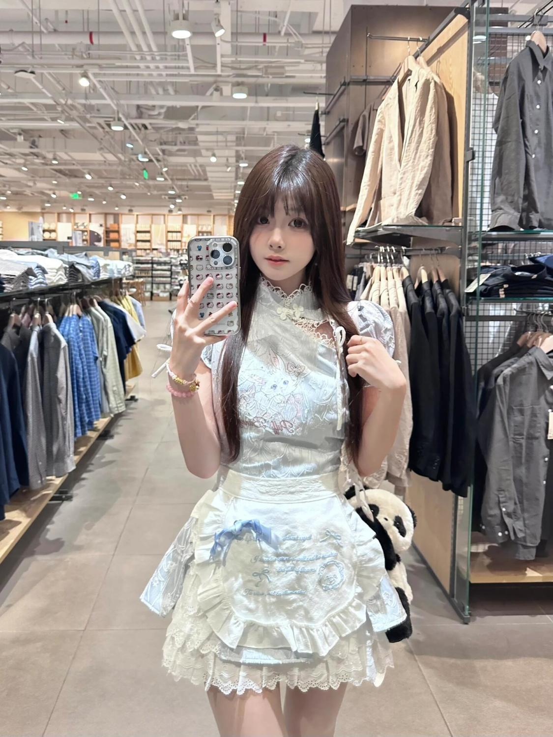 【急速発送】送.料.無.料.中華料理人娘チャイナドレスメイドエプロンレースセットアイドル衣装 ロリータ