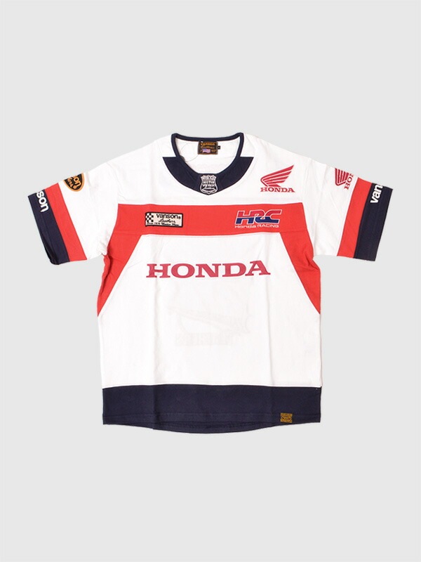 【在庫処分】HONDA ホンダ Tシャツ 半袖 ホンダレーシング HRC レーシングTシャツ WINGマーク トリコロール バンソンレザー 本田 ホンダ HRV-2401