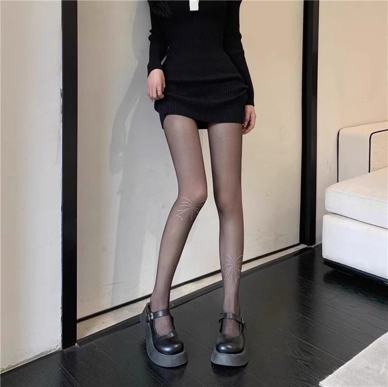 【1つ買うと10つ無料】ギャップから落ちずにアンチフックワイヤを持つ女性のボウダイヤモンドブラックストッキングロリータホワイトシルクピュアホップセクシーなタイツ