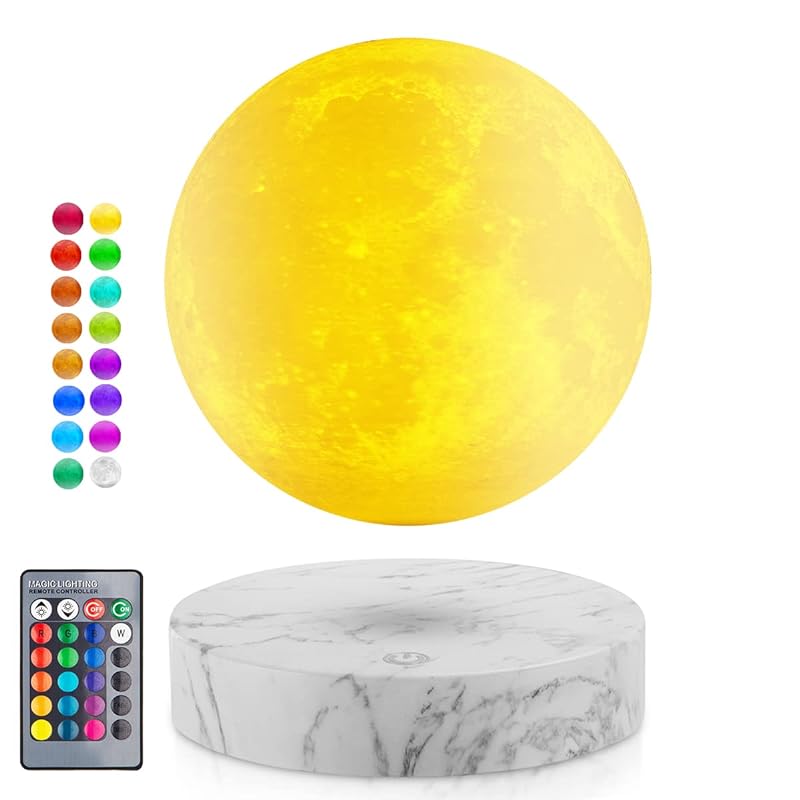 浮遊月ランプ-浮遊月ランプは16色LED照明モードを持っている 回転3D印刷月ライト 磁気浮遊夜ライト クリスマス部屋の装飾のためのユニークな贈り物