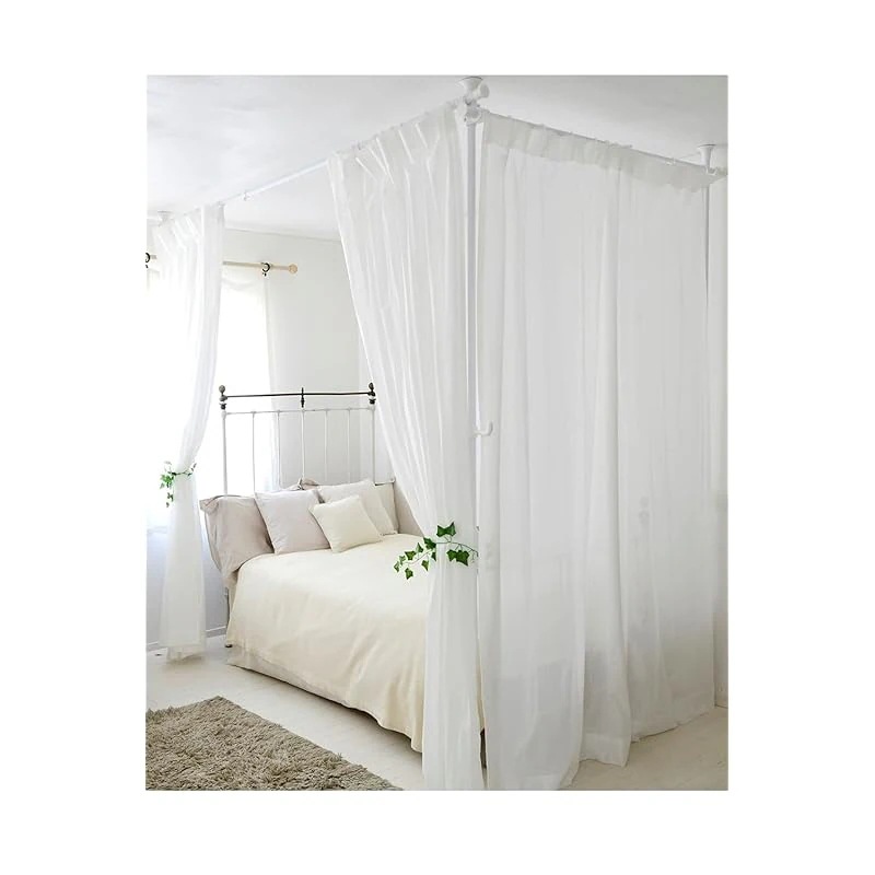 【即納】[山善] カーテンレール つっぱり式 (間仕切り) 3ポール かんたん突っ張り カーテンリング/フック付 幅90-273×奥行90-273×高さ190-260cm パーテーション 組立品 マッ