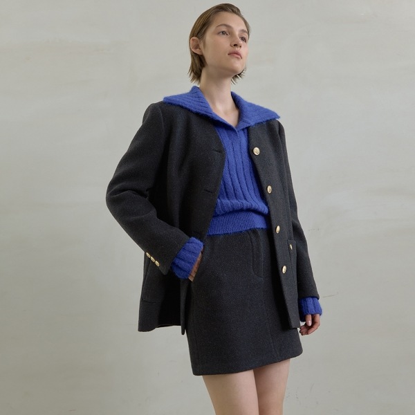 (SK-4853)Wool Momon Setup Mini Skirt