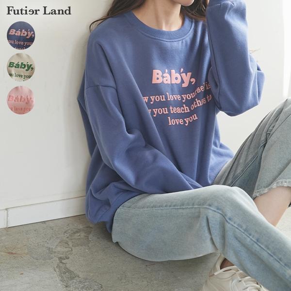 スウェット ロゴ トレーナー プルオーバー 裏起毛 大きいサイズ 発泡プリント 英字 グリーン 緑 韓国 ファッション baby ぷっくりロゴトレーナー 4,679円