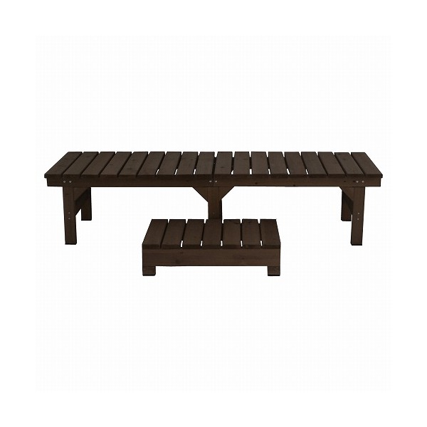 住まいスタイル ユニット縁台ベンチ hiyori 幅174奥行55cm ステップセット ダークブラウン DE-17455STP-DBR メーカー直送