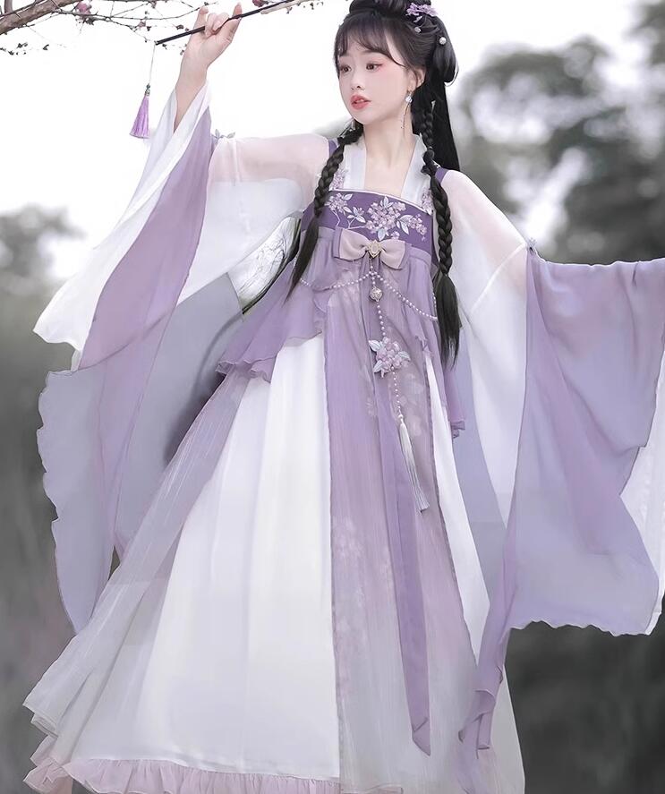 漢服 3点セット 刺繍花柄 改良版漢服 チャイナドレス 漢風 ドレス キャミソール＋羽織 漢元素 コスプレ衣装 古代お嬢様 ドレス 学園祭 文化祭 撮影衣装 コスチューム 女性 ハロウィン コスプレ