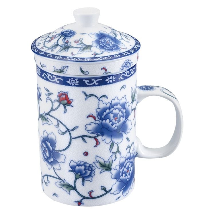 （まとめ買い）カンダ 中国茶マグ ストレーナー付 （71075） 白花 [x3]