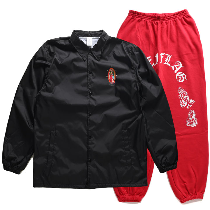 ACE FLAG 上下セット 長袖 メンズ 黒 大きいサイズ エースフラッグ セットアップ ブルゾン アウター マリア 大麻 マリファナ ヘンプ ロゴ コーチジャケット 11,858円