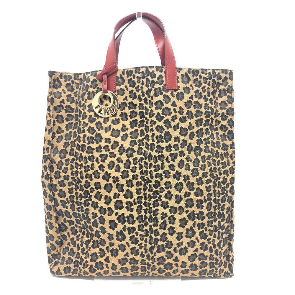 ハンドバッグ 8BH173 レオパード ロゴチャーム カバン バッグ キャンバス ブラウン