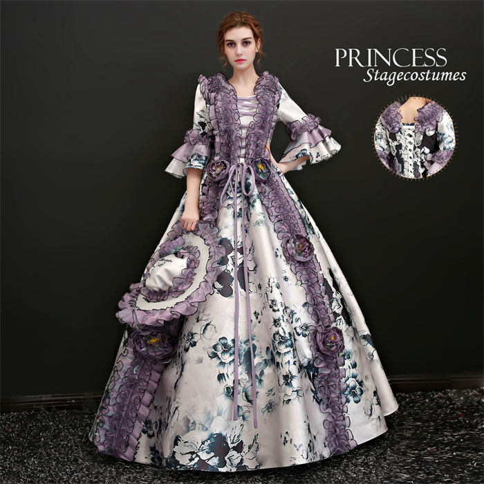 プリンセス 仮面舞踏会 パーティー 貴族 ドレス ロココ調 衣装 宮廷服 豪華な 中世ヨーロッパ 舞台劇 演劇 おしゃれ フリル オペラ 声楽 学園祭 文化祭 イベント ステージ衣装 ロング 演奏会