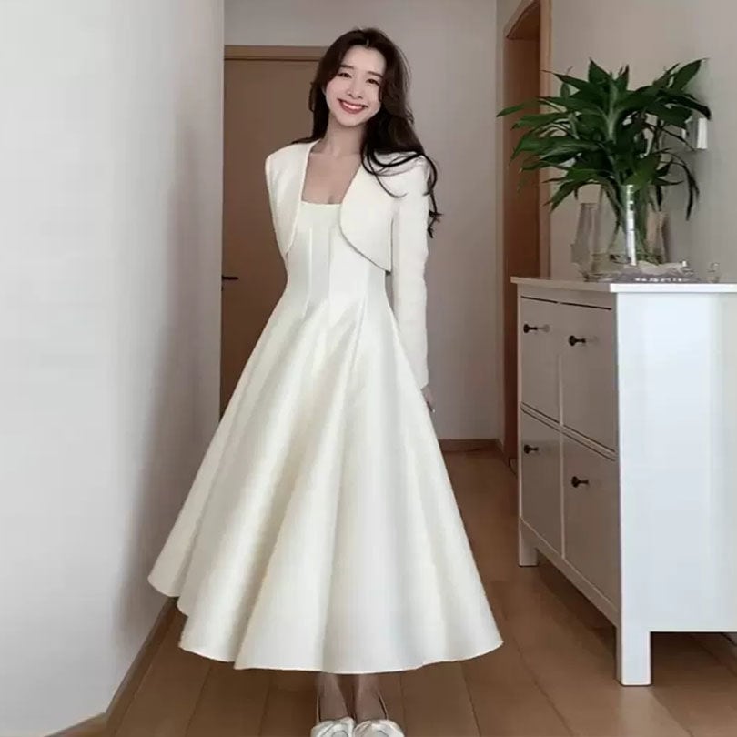 秋の女性の気質のの風スーツ サスペンダー ドレス ツーピース スーツ 母の日