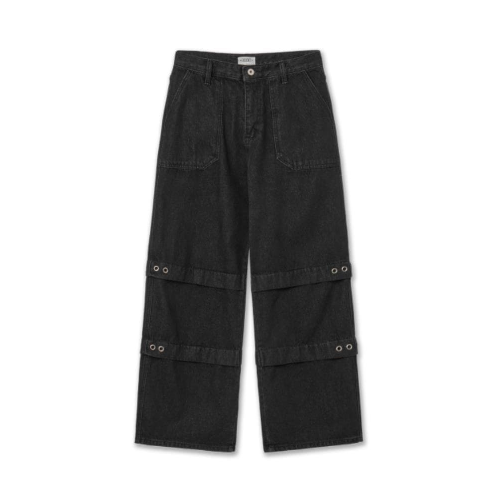 AEAE LAYERED DENIM PANTS BLACK AE44SUPT004BLK