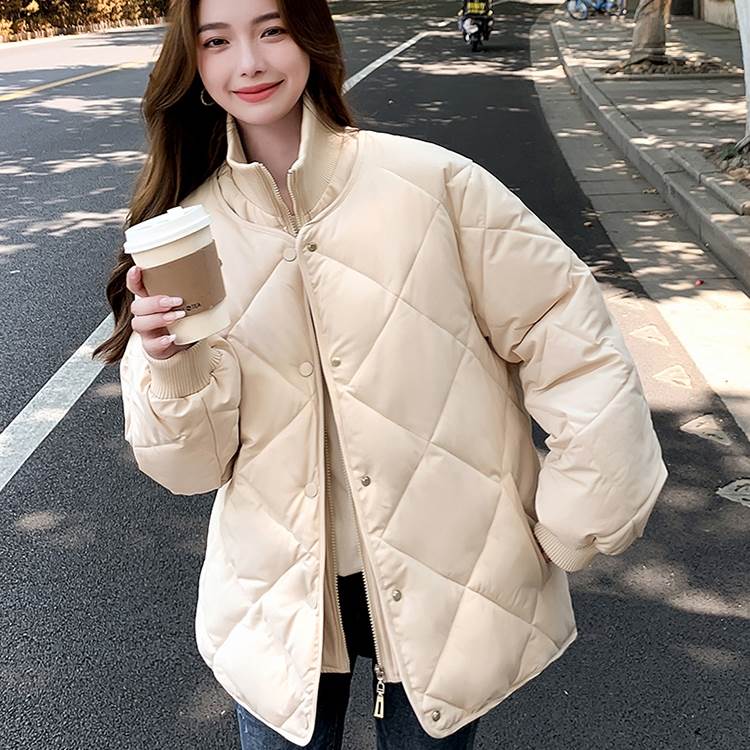 アウター コート ジャケット ミディアム丈 上着 袖付き 長袖 襟なし 前開き ポケット もこもこ