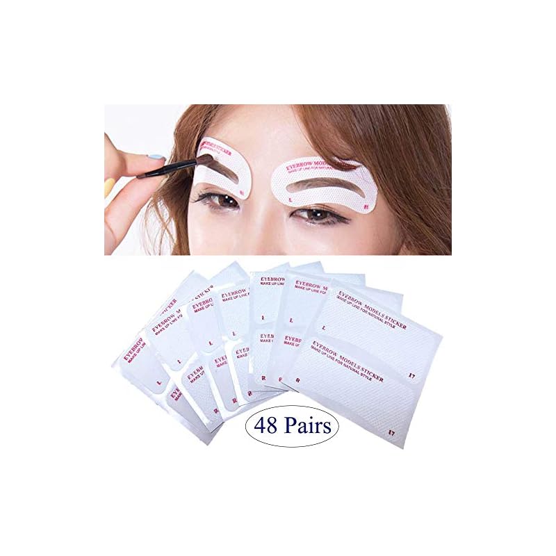 Kalolary 【48枚入】24種類 眉毛テンプレート 眉毛を気分で使い分け 眉用ステンレス 再利用可能な眉ステンシルセット 眉毛ステンシル 美容ツール 眉カード 初心者眉の補助器 化粧道具 男女兼