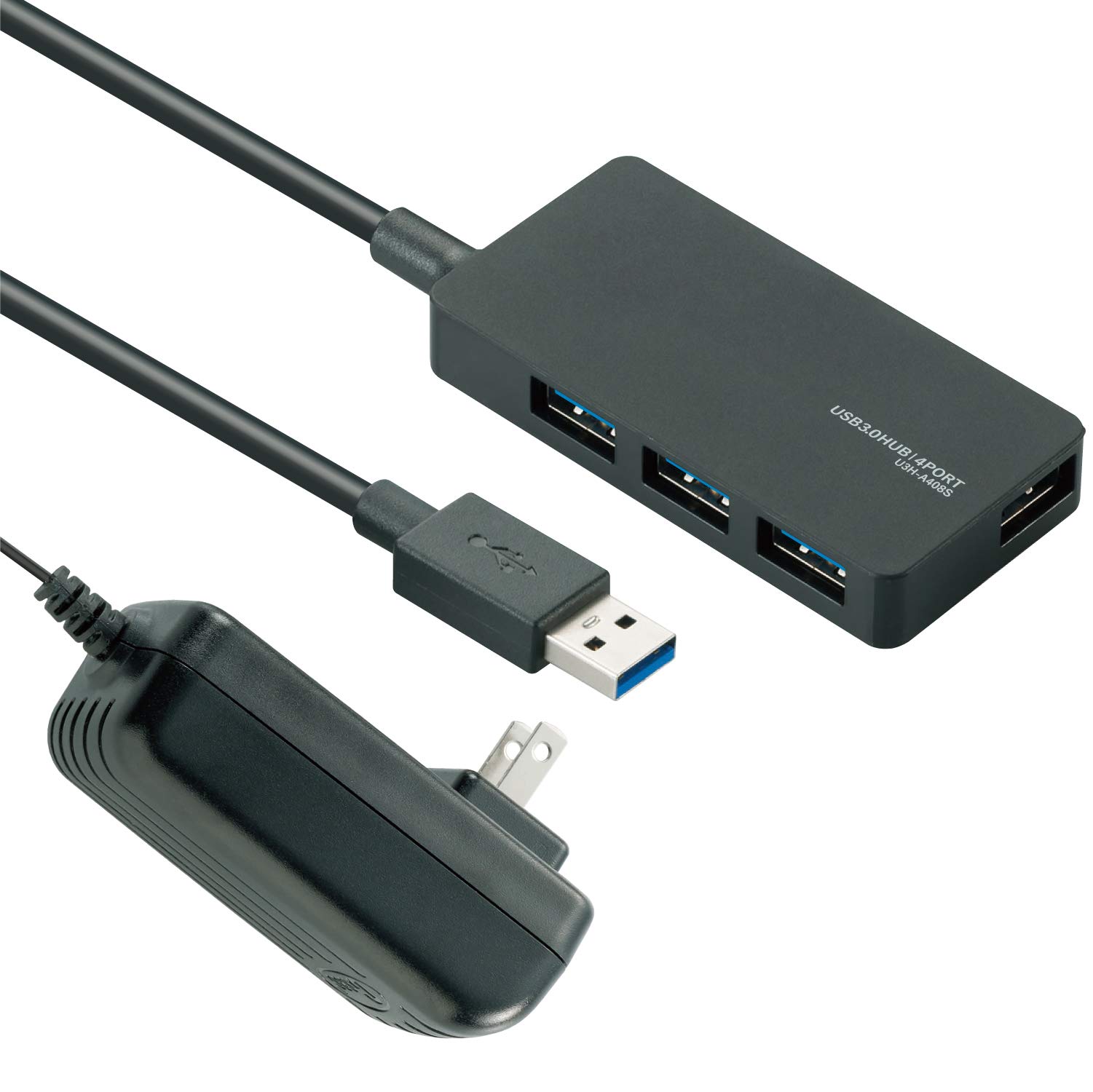 エレコム USB3.0 ハブ 4ポート 1ｍ ACアダプタ付 セルフ/バス両対応 MacBook / Surface Pro / Chromebook他 ノートPC Nintendo Switch対応