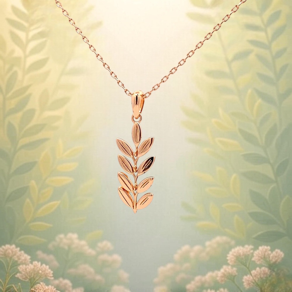 風水で勝つエレガントなベイリーフ風水エネルギーペンダントネックレス - 栄光成長永遠の祝福