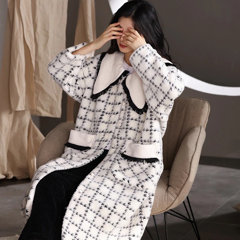 レディース寝間着２点セットパジャマ韓国ネグリジェ フリース裏起毛ルームウェア30%制限