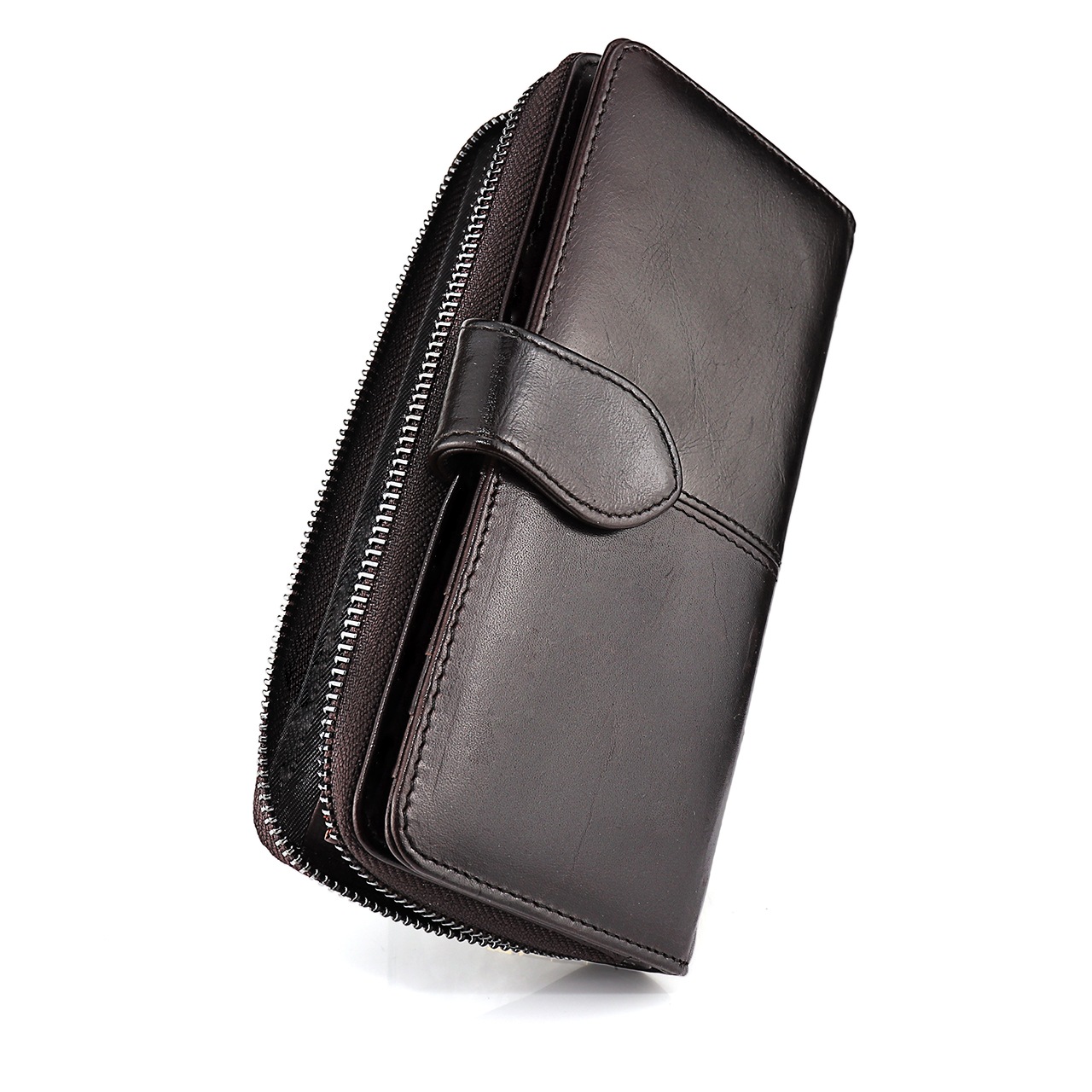 本革 長財布 ウォレット 小銭入れ 牛革 カウレザー お札入れ ラウンドファスナー 大容量 カード入れ 財布 ボタン留め