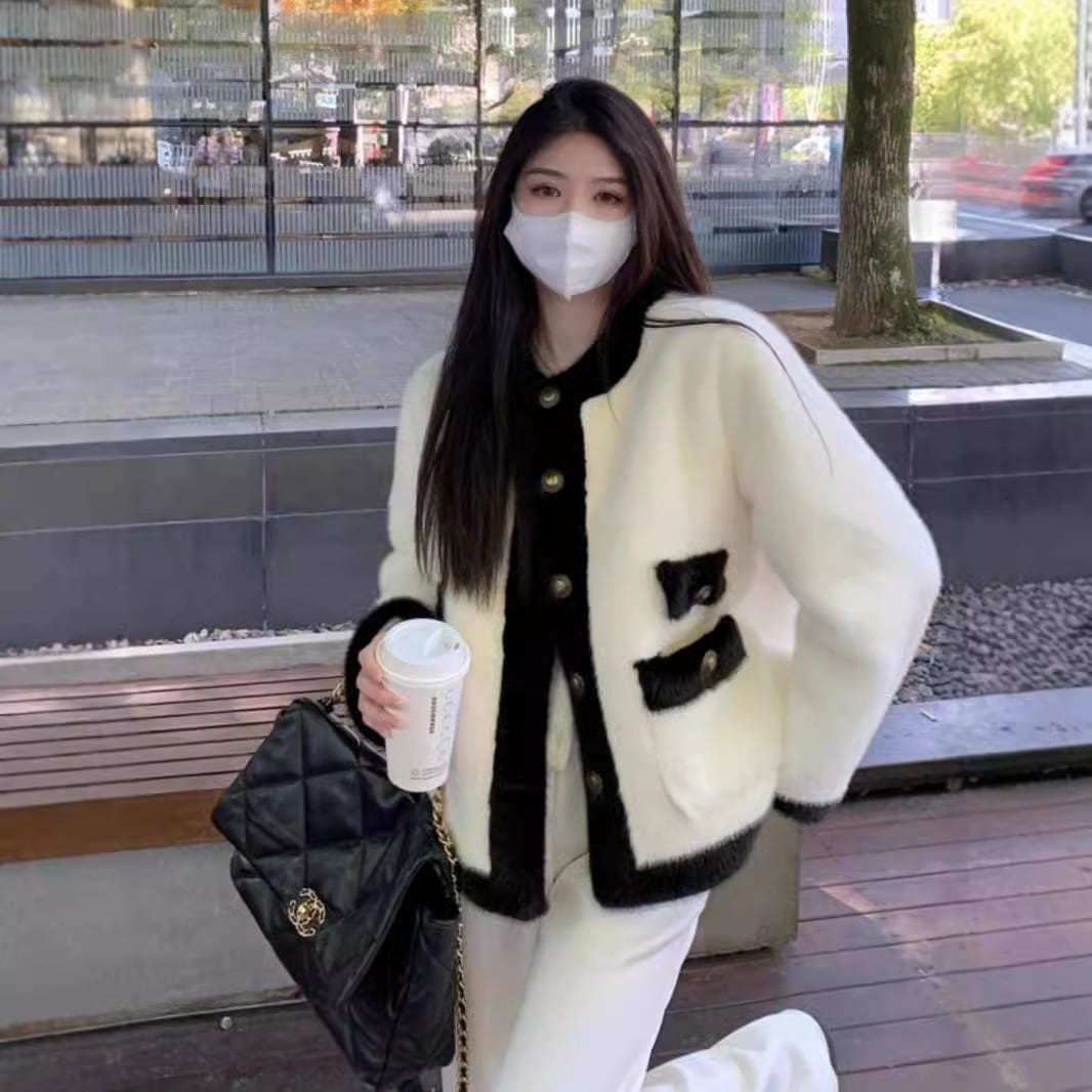 女性用ミンクファーぬいぐるみ小さな環境に優しいコート毛皮ワンピースレディース冬ハイエンドショート