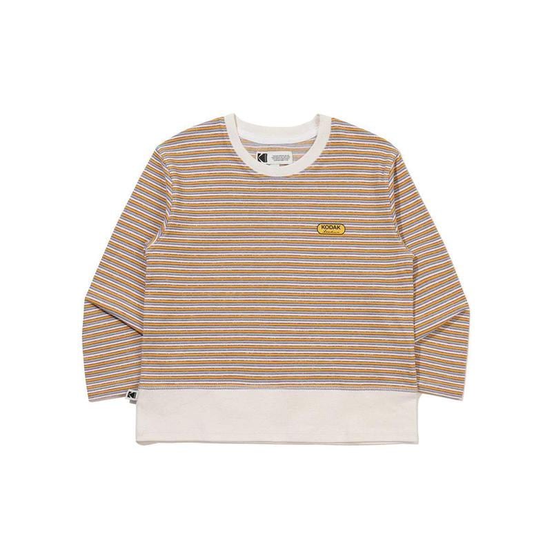 [公式]コットンストライプ長袖Tシャツ キッズ YELLOW