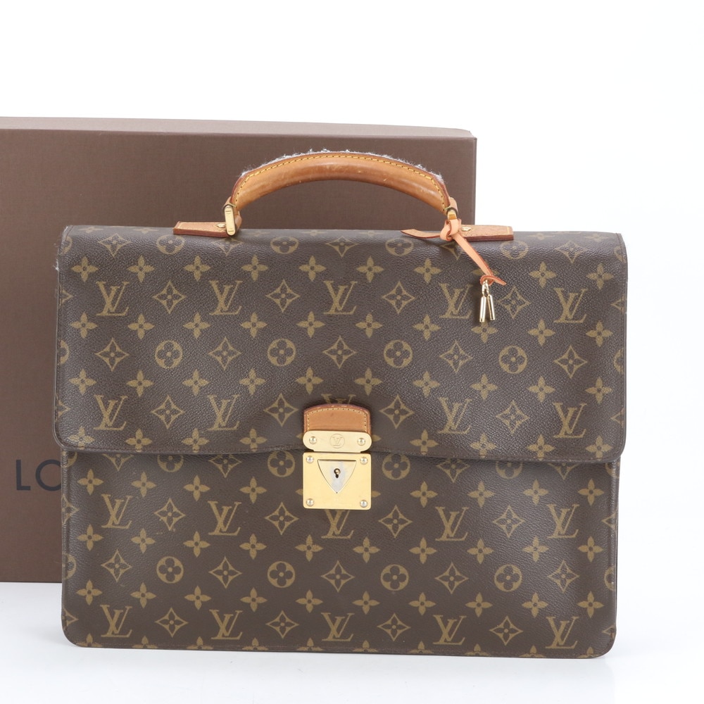 美品 モノグラム ロブスト1 M53027 レザー×コーティングキャンバス ビジネス バッグ 書類鞄 ブリーフケース トート 通勤 A4 メンズ ECE CP45-2 中古