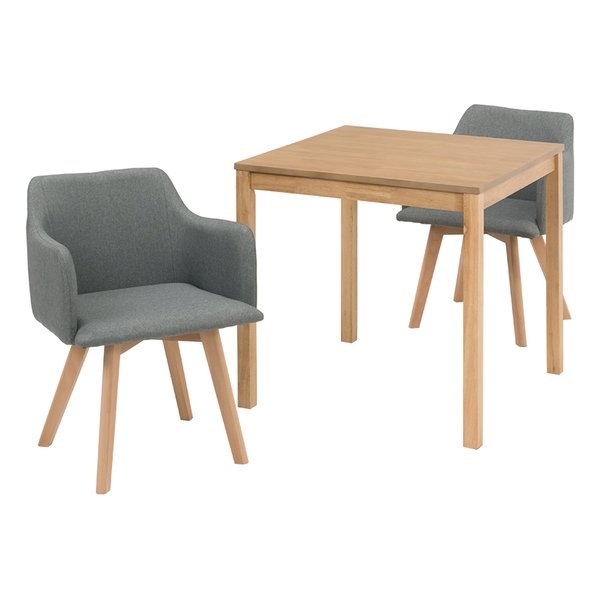 ダイニング3点セット 2人掛け テーブル×1 チェア×2 ナチュラル/グレー 北欧