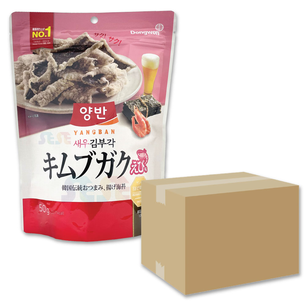 ヤンバン キムブガク (のり天) えび味 1BOX 16袋 50g / 韓国海苔 韓国食品 東遠ジャパン ドンウォン 両班 ニンニク キムプガク