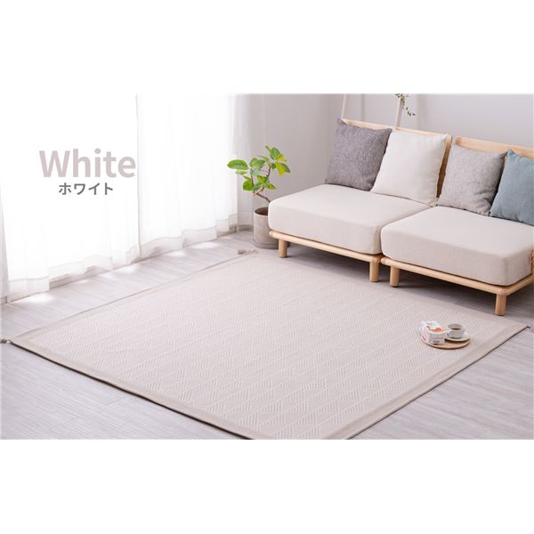 インド綿ラグ クラック ホワイト 約185x240cm （滑り止め付き）