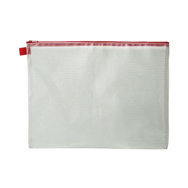 （まとめ）TANOSEE メッシュケース A4タテ260ヨコ345mm 赤 1セット（20枚）3セット