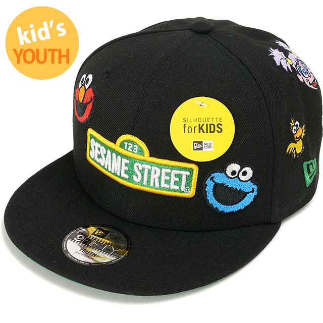 キッズキャップ 9FIFTY ユース セサミストリート オールオーバー [14682463] YH 950 SESAME STREET 男の子・女の子 コラボ 帽子 ブラック 正規取扱店