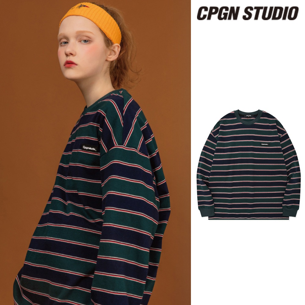 【CPGN STUDIO】 Striped Waffen Logo Long Sleeve