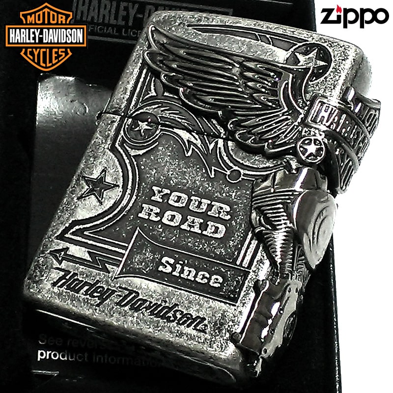 ZIPPO ライター ハーレーダビッドソン ジッポ アンティークシルバー 銀古美 3面大型メタル イーグル HARLEY-DAVIDSON 日本国内限定モデル かっこいい ギフト