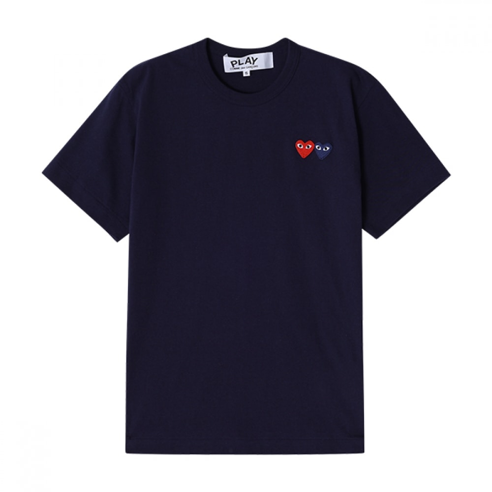 コム・デ・ギャルソン PLAY ダブルハートワッペン メンズ 半袖Tシャツ P1T226 2 (AX-T226-051 2)