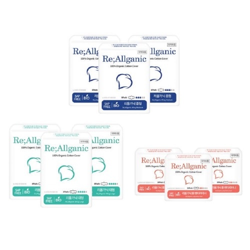 ナチュラルコットンリオールガニック中型8P 3パック+大型8P 3パック+ロングパンティライナー20P 3パックオーガニック純正カバー生理用ナプキン快適な送り